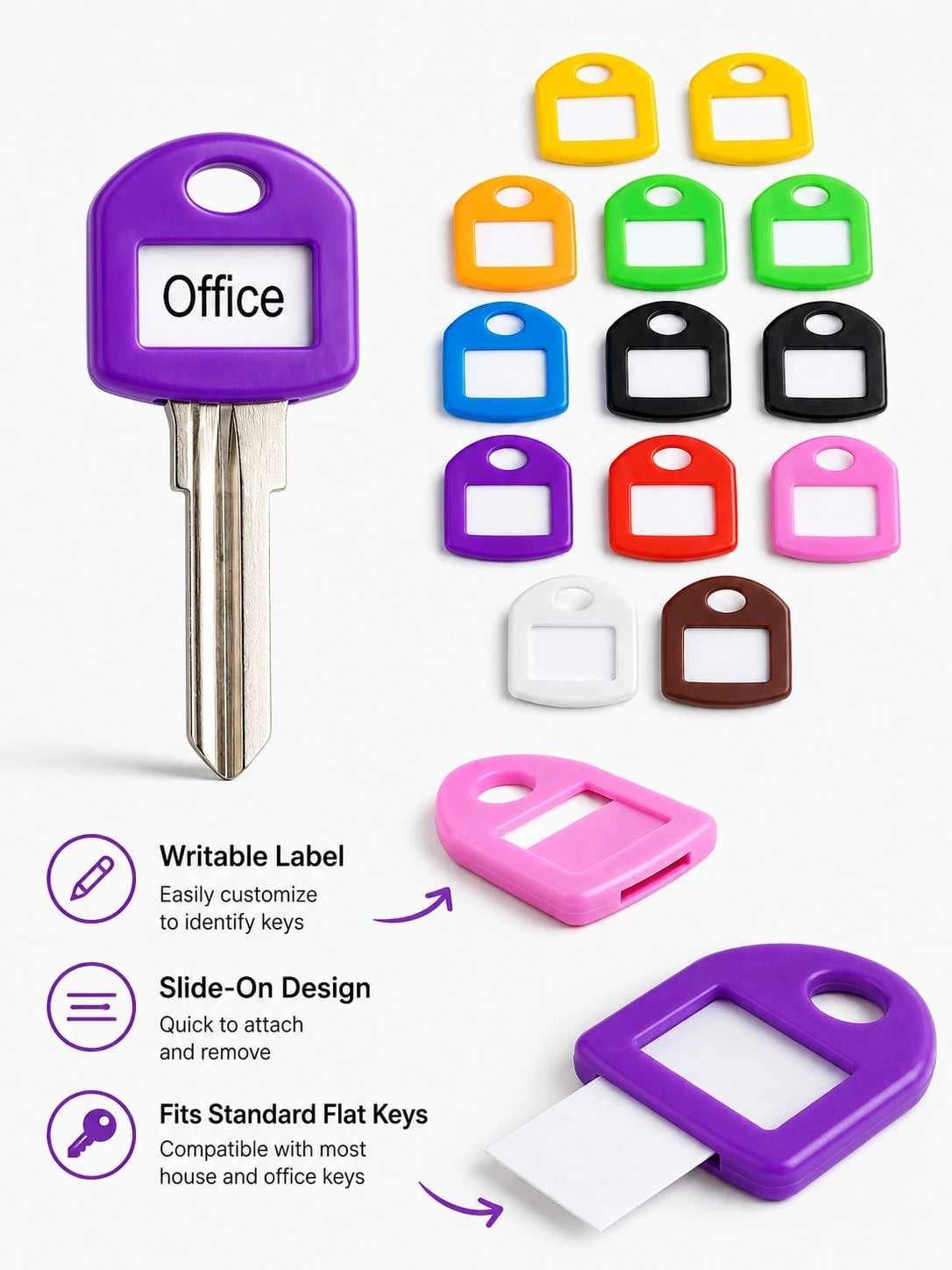 Colorful Key Identification Caps, Writable Key Label Caps, Flexible Key Labels, Suitable For Home, Office, Car Key Organization