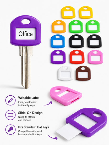 Colorful Key Identification Caps, Writable Key Label Caps, Flexible Key Labels, Suitable For Home, Office, Car Key Organization