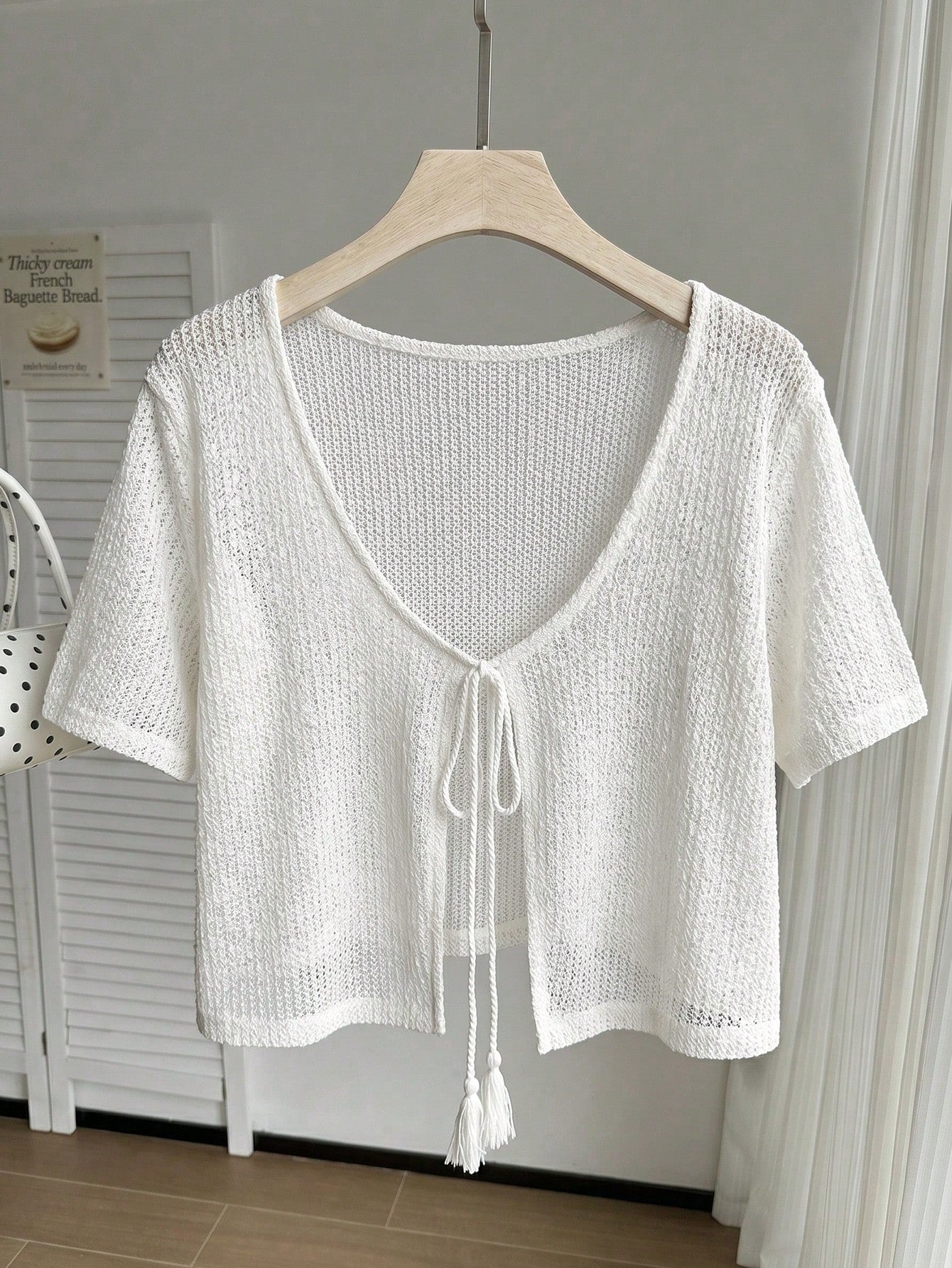 Comfortcana Plus Size All White Short Sleeve Casual Cropped Cover Up, Summer Top, Knit Cover-Up, Knitwear Vacation Formal Party