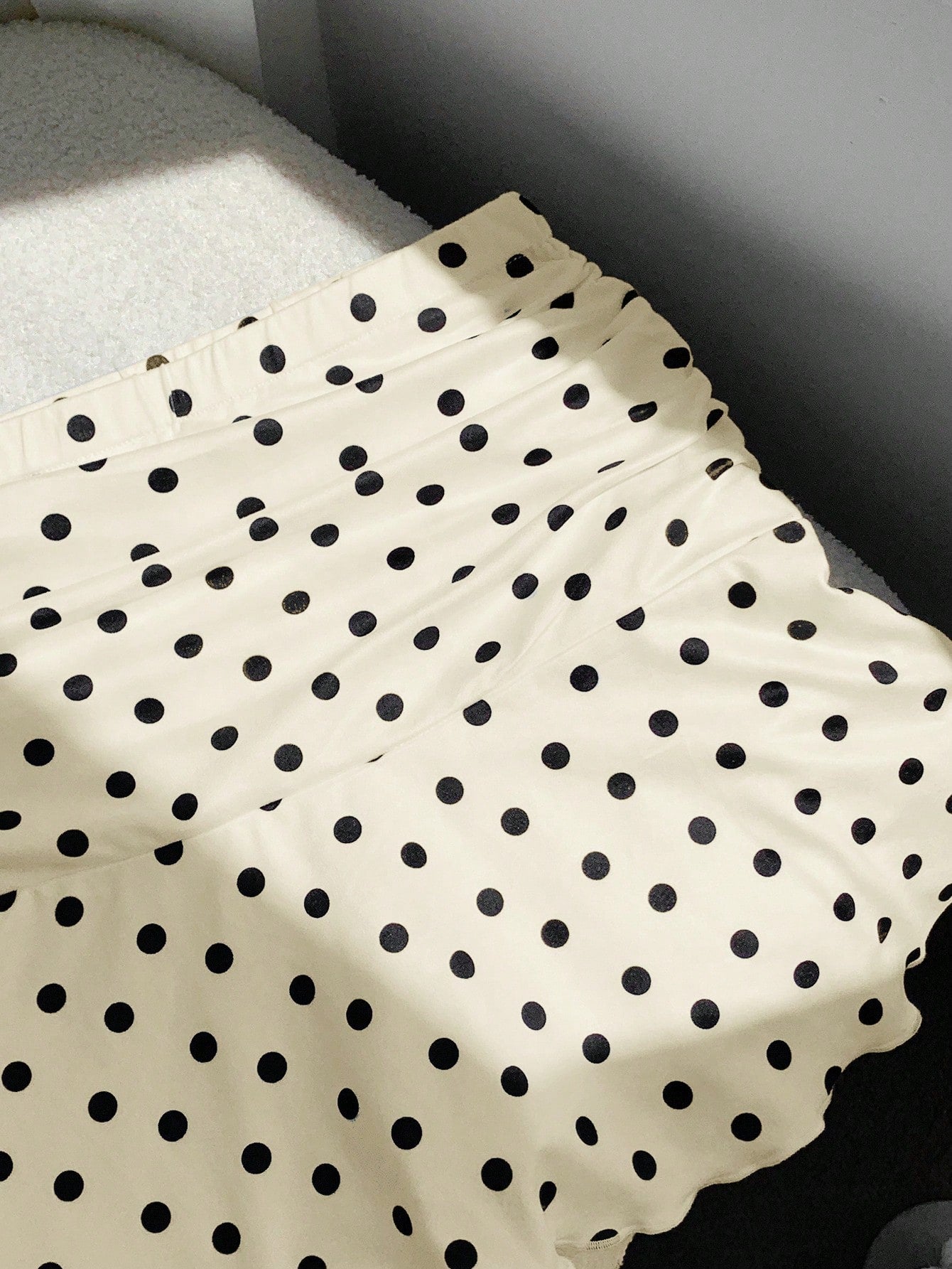 Comfortcana Polka Dot Mini Skirt For Women Apricot Knitted Casual A-Line With Chic Ruffle Hem Cute Skirt Frilly Skirt Polka Dot Skirt Skirt Short