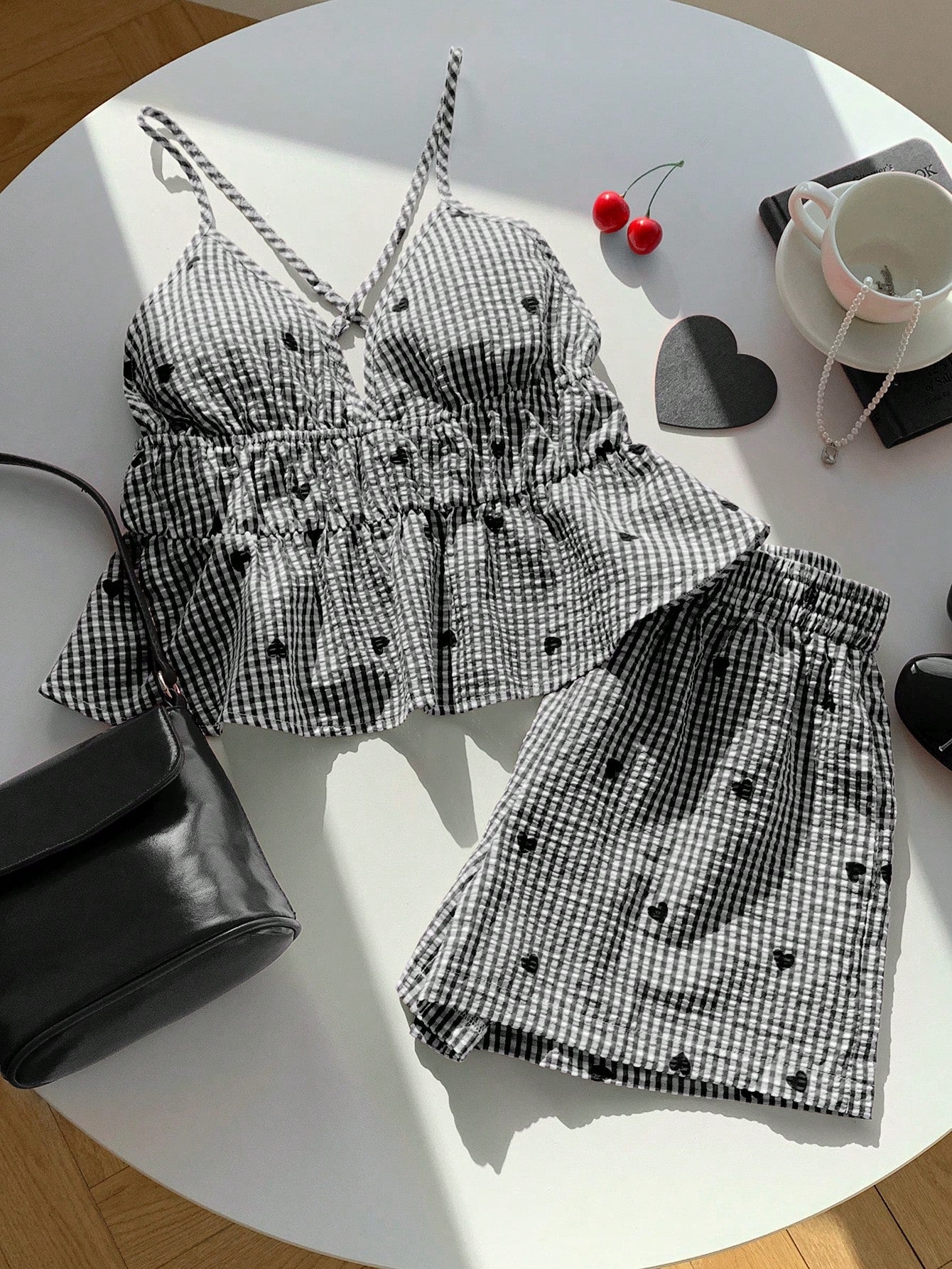 Comfortcana Women's Striped Heart Cami Top And Shorts Casual Set