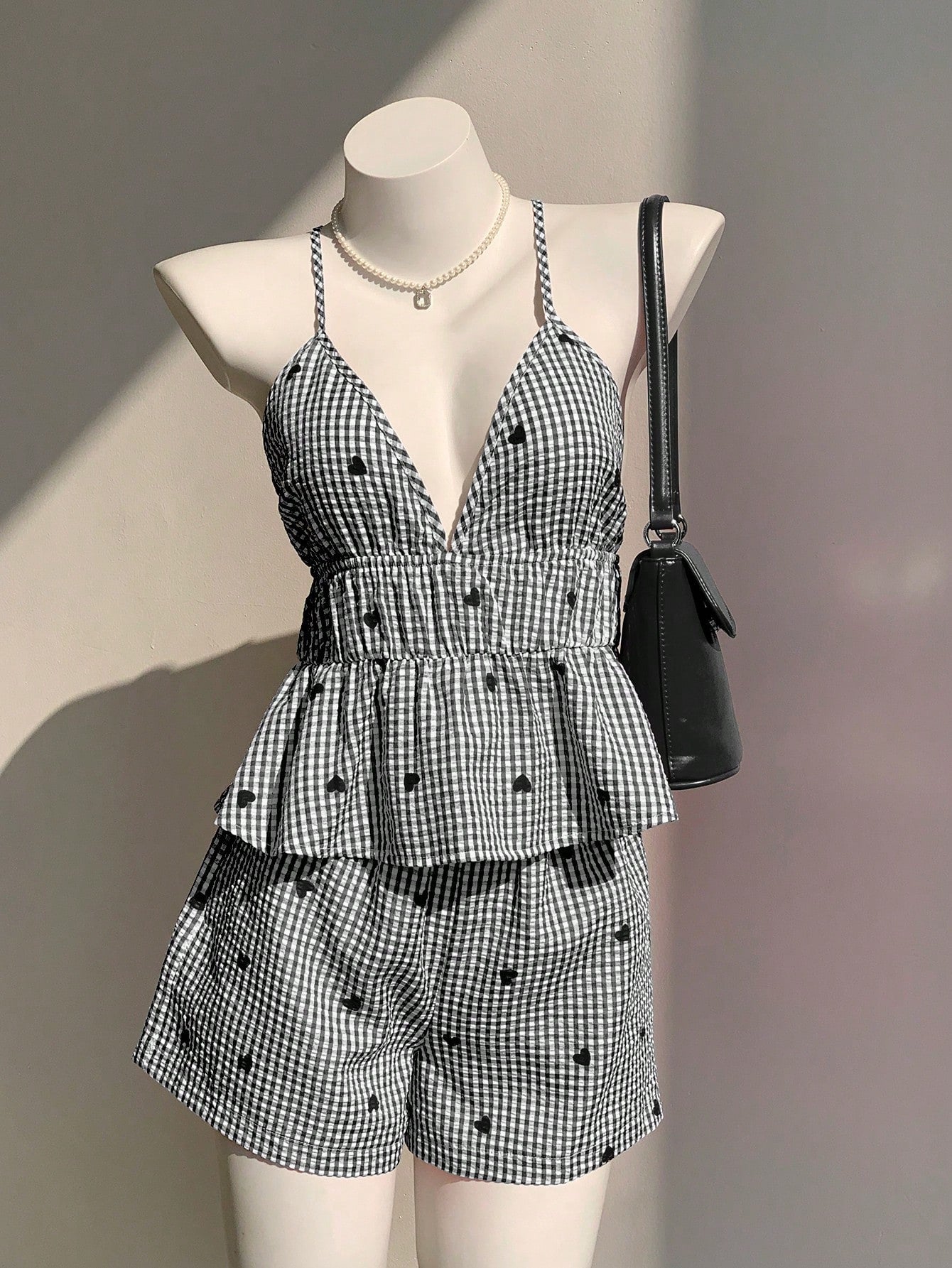 Comfortcana Women's Striped Heart Cami Top And Shorts Casual Set