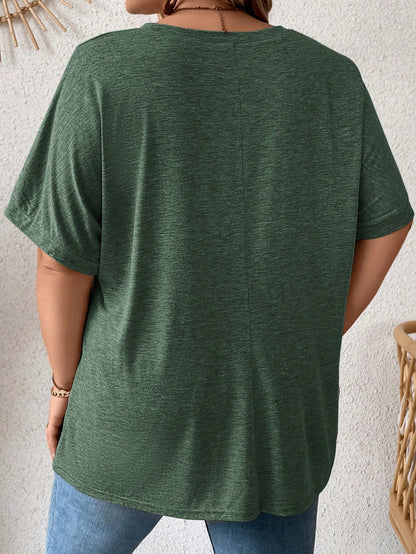 Comfylo Plus Batwing Sleeve Pocket Patched Tee