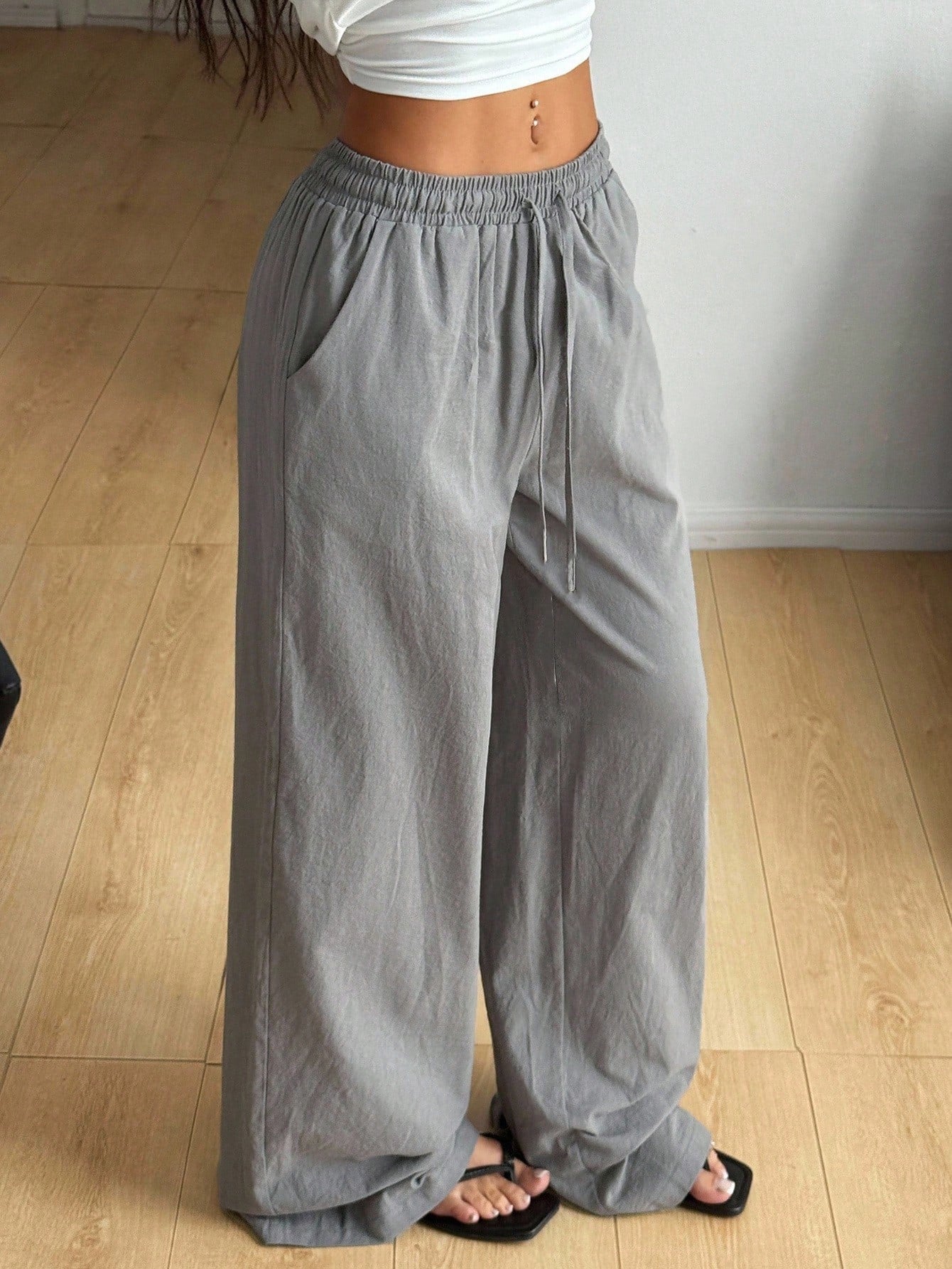 Coolane Women's Summer Country Concert Going Out Beach Boho Basic Minimalist Washed 100%Cotton White Pants Hem Pants,Fall