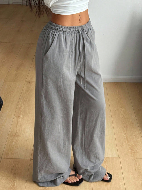 Coolane Women's Summer Country Concert Going Out Beach Boho Basic Minimalist Washed 100%Cotton White Pants Hem Pants,Fall