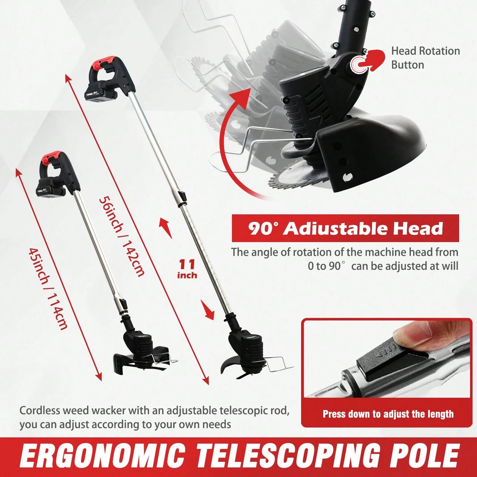 Cordless Weeds Eater Electric Brush Cutter Lawn Edger Grass String Trimmer 21V 650W Cordless Weedwacker Lawn Grass Edger Adjustable Handle String Trimmerw/Wheels + 2 * 1300mAh Battery,Garden Tools