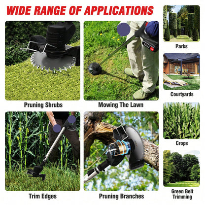 Cordless Weeds Eater Electric Brush Cutter Lawn Edger Grass String Trimmer 21V 650W Cordless Weedwacker Lawn Grass Edger Adjustable Handle String Trimmerw/Wheels + 2 * 1300mAh Battery,Garden Tools