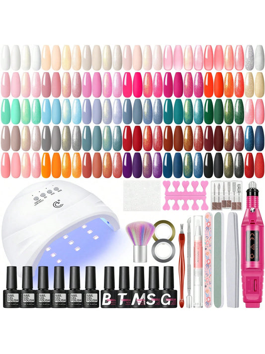 coscelia 53PCS Gel Polish Set 35Colors Gel Polish Set With UV LED Nail Lamp 5Bottles Of Base And Glossy Matte Top Coat Starter Suitable For All Seasons Nails Gift For Women Used Salon Or At Home