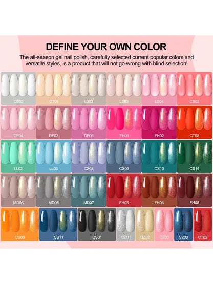 coscelia 53PCS Gel Polish Set 35Colors Gel Polish Set With UV LED Nail Lamp 5Bottles Of Base And Glossy Matte Top Coat Starter Suitable For All Seasons Nails Gift For Women Used Salon Or At Home