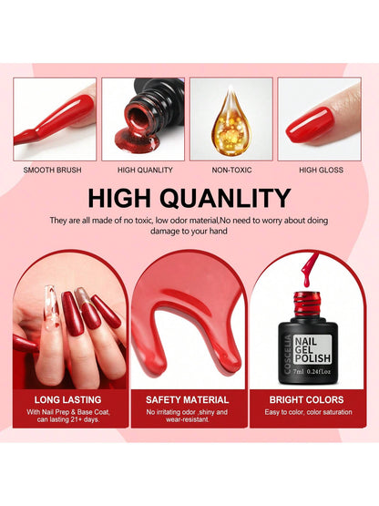 coscelia 53PCS Gel Polish Set 35Colors Gel Polish Set With UV LED Nail Lamp 5Bottles Of Base And Glossy Matte Top Coat Starter Suitable For All Seasons Nails Gift For Women Used Salon Or At Home