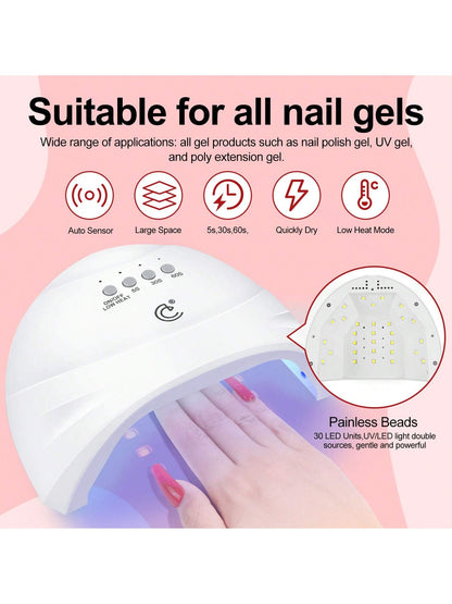 coscelia 53PCS Gel Polish Set 35Colors Gel Polish Set With UV LED Nail Lamp 5Bottles Of Base And Glossy Matte Top Coat Starter Suitable For All Seasons Nails Gift For Women Used Salon Or At Home