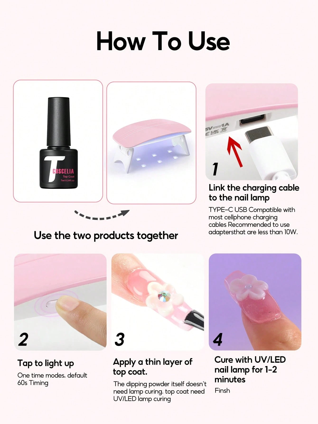 COSCELIA Acrylic Nail Kit Mini UV Lamp And Nail Drill 3 Acrylic Powders And 30ML Acrylic Liquid Top Coat Decoration Powder Nail Tips For Extension French Nail Summer Vacation Gift For Women