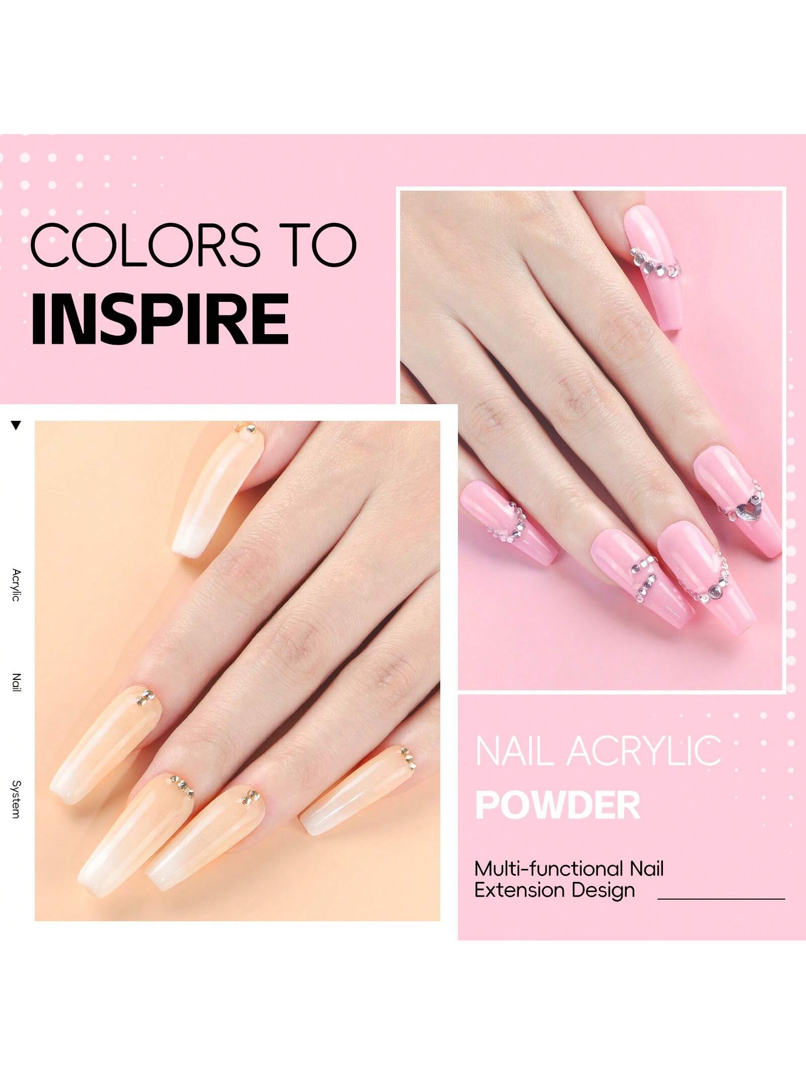 COSCELIA Acrylic Nail Kit With UV Lamp 3 Acrylic Powders White Nude Pink Glitter Powder 30ml Acrylic Liquid Base And Top Coat Tools DIY Nail Art Starter Set Summer Vacation Gift For Women