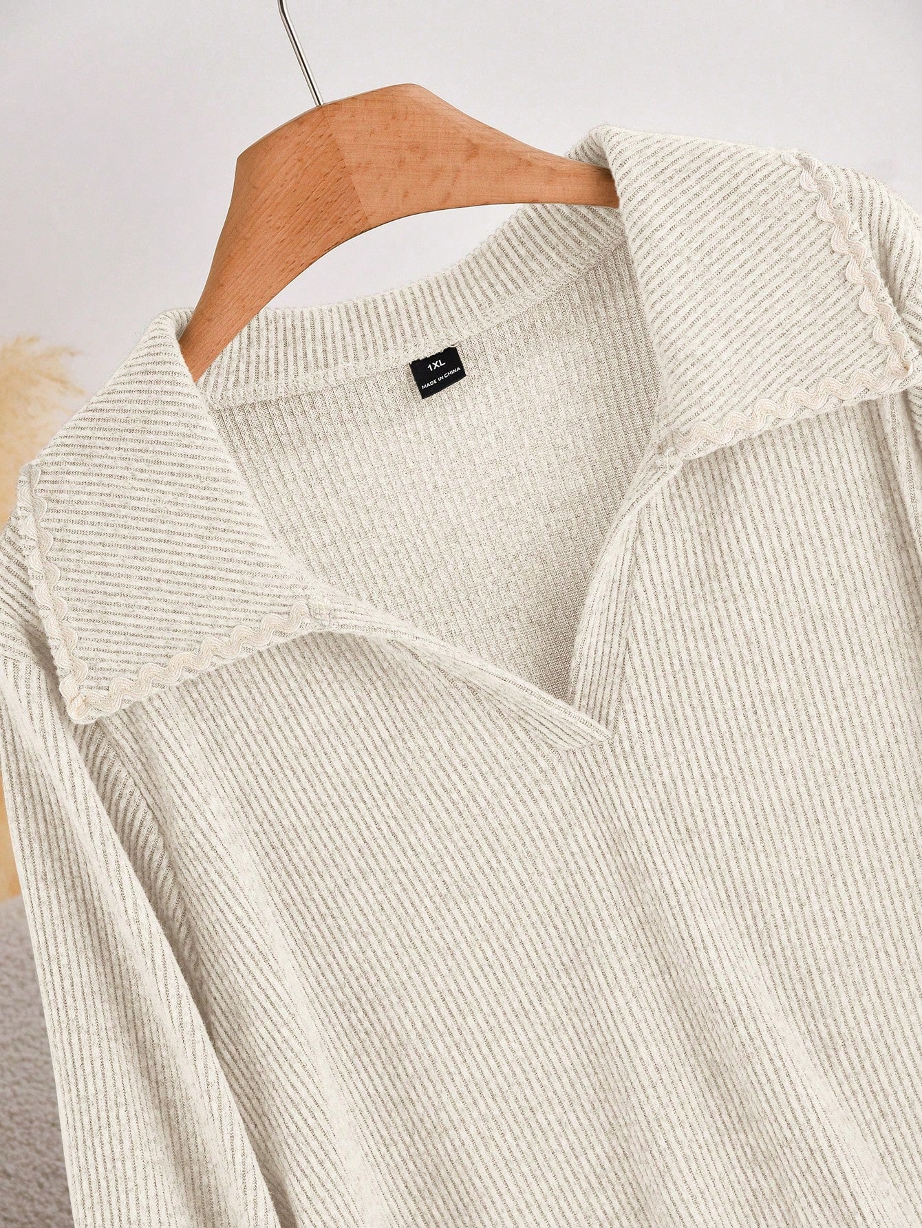 CosyJoli Plus Size Casual Lace Patchwork Polo Collar Ruched Side Seam Ribbed Texture Knit Pullover T-Shirt Formal Office Bussines Holiday Orange Autumn Fall