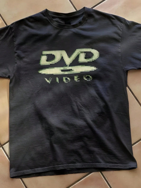 Cotton Men's T-Shirts With DVD Video Nostalgia Green Logo, Retro Gaming T-Shirts, 2000s Aesthetic, Casual Men's T-Shirts, Festival T-Shirts