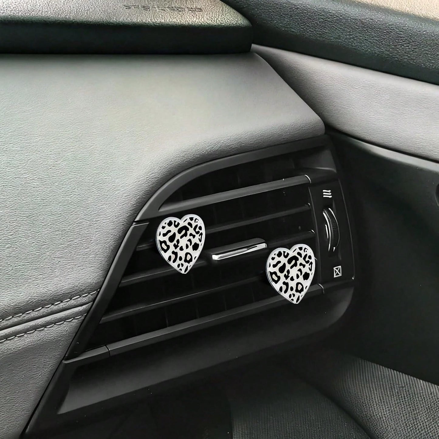 Cow Print Car Accessories Set For Women And Teen Girls U2013 Cute Tire Valve Stem Caps, Heart Air Vent Clips, Bling Car Coasters, Cute Interior Automotive Decor Gift For Female Drivers, Cow Car Decor