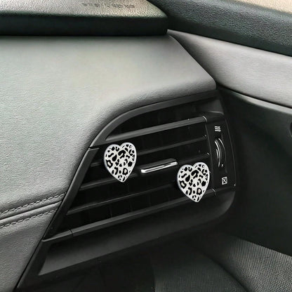 Cow Print Car Accessories Set For Women And Teen Girls U2013 Cute Tire Valve Stem Caps, Heart Air Vent Clips, Bling Car Coasters, Cute Interior Automotive Decor Gift For Female Drivers, Cow Car Decor