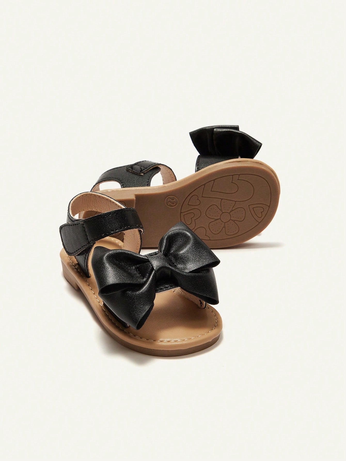 Cozy Pixies 1 Pair Of Cute Children's And Girls' Outdoor Sandals, With A Large Bow Buckle Design, Princess Pastoral Style, Flat Bottom, Suitable For Summer Wear