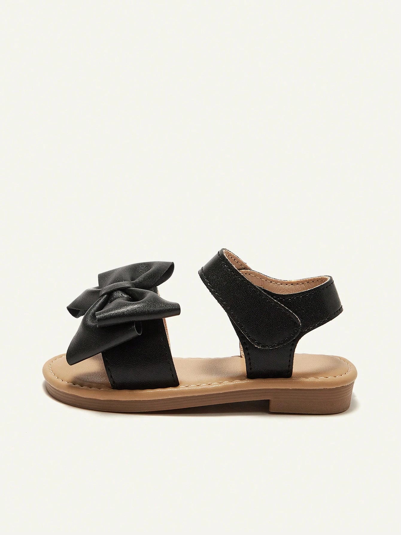 Cozy Pixies 1 Pair Of Cute Children's And Girls' Outdoor Sandals, With A Large Bow Buckle Design, Princess Pastoral Style, Flat Bottom, Suitable For Summer Wear