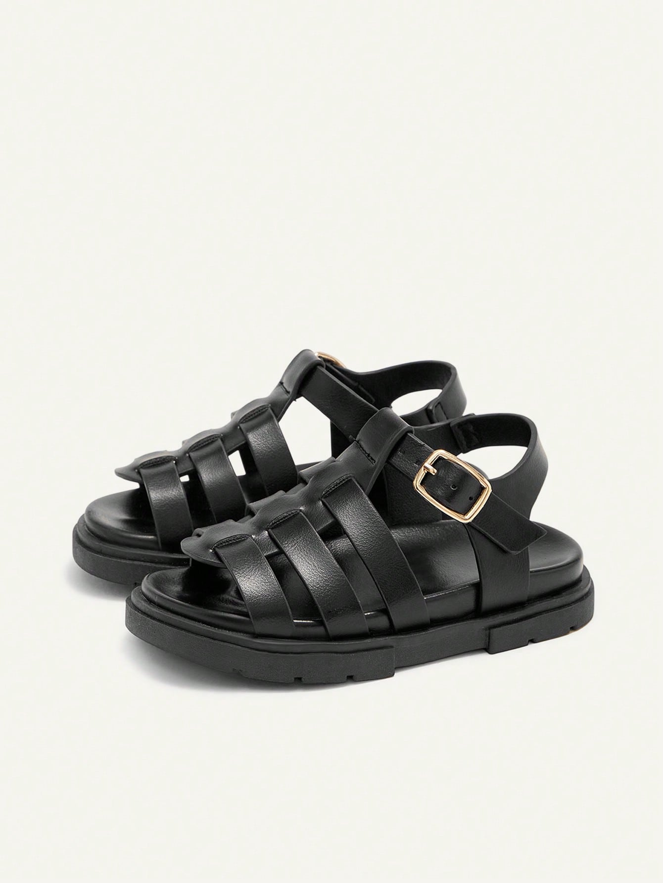 Cozy Pixies A Pair Of Stylish Versatile Retro Roman Sandals, Girls' Black Woven Open-Toed Sandals, Summer Soft-Soled Versatile Princess Shoes, Seaside Vacation Fashion Baby Sandals