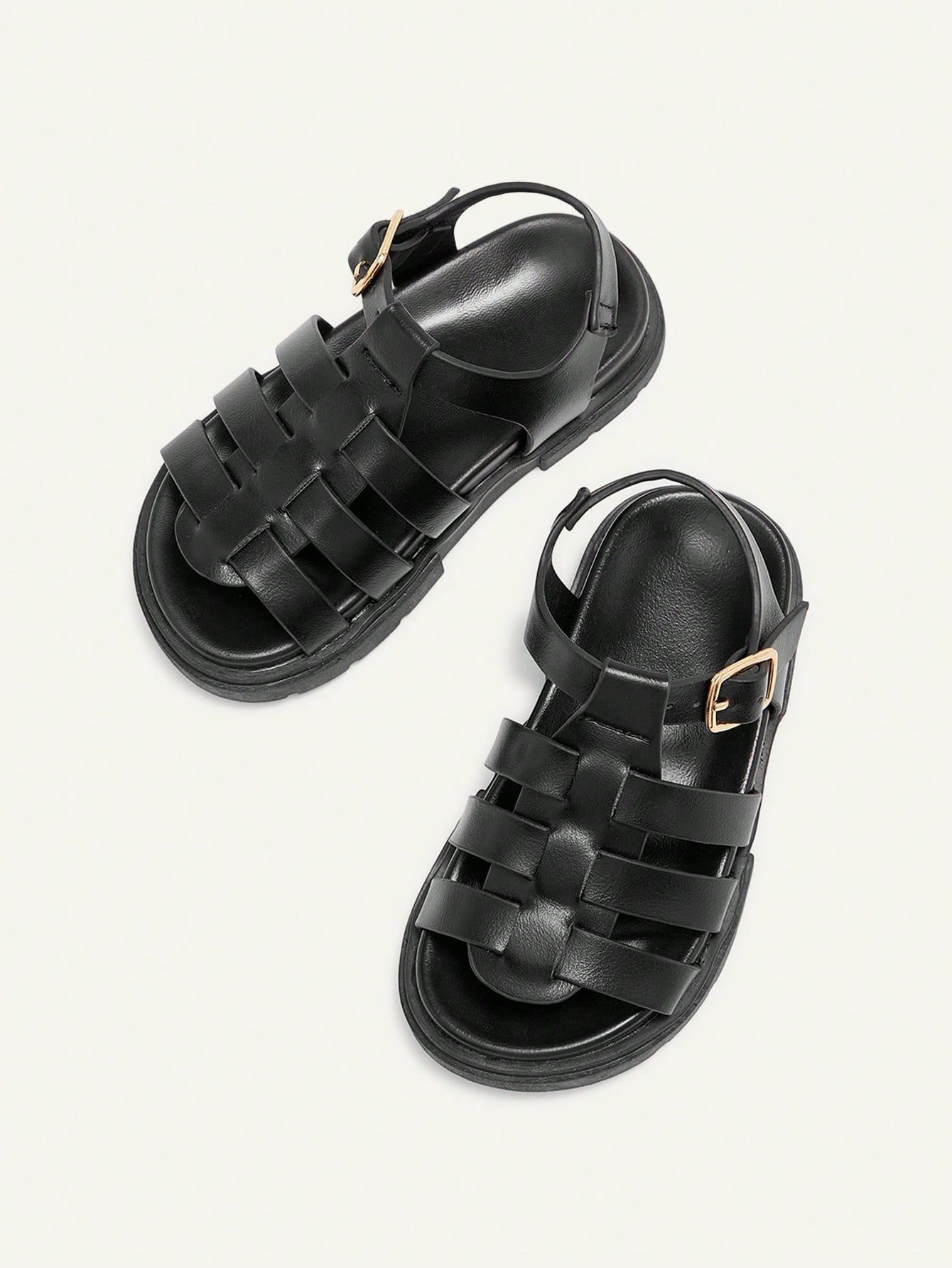 Cozy Pixies A Pair Of Stylish Versatile Retro Roman Sandals, Girls' Black Woven Open-Toed Sandals, Summer Soft-Soled Versatile Princess Shoes, Seaside Vacation Fashion Baby Sandals