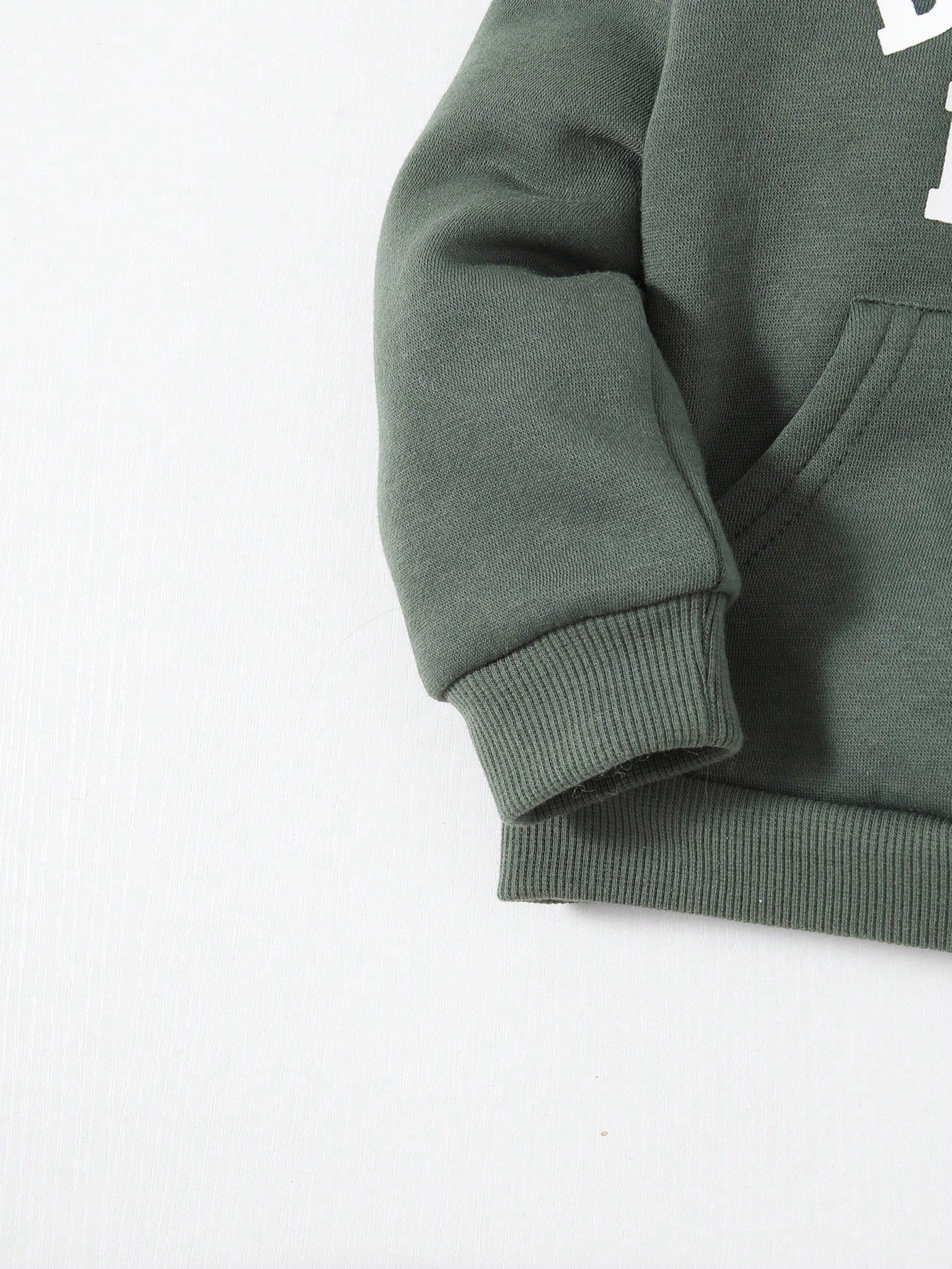 Cozy Pixies Baby Boy Letter Graphic Kangaroo Pocket Hoodie & Sweatpants