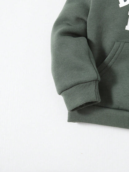 Cozy Pixies Baby Boy Letter Graphic Kangaroo Pocket Hoodie & Sweatpants