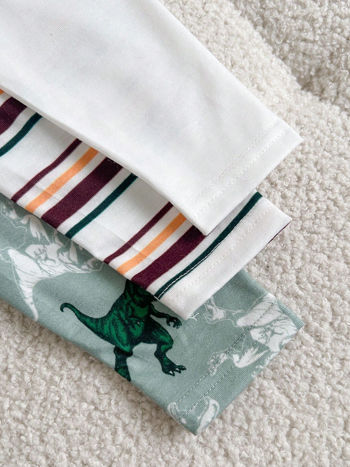 Cozy Pixies Baby Boys Kids Cute Dinosaur & Striped Print 3pcs-Piece Top Set, Casual Everyday Fashion Versatile
