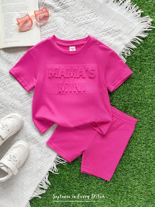 Cozy Pixies Baby Girl Casual Daily Loose Fit Round Neck Pink Top And Leggings Set, "Mommy's Baby" Print