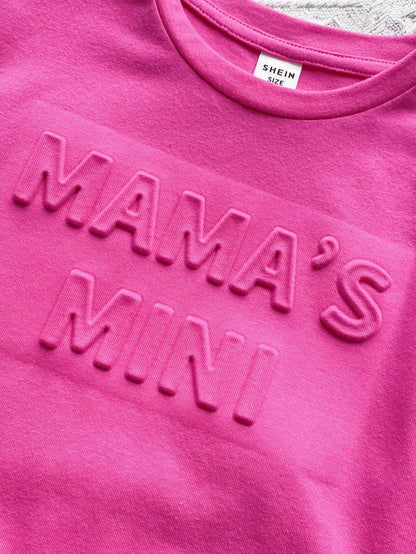 Cozy Pixies Baby Girl Casual Daily Loose Fit Round Neck Pink Top And Leggings Set, "Mommy's Baby" Print