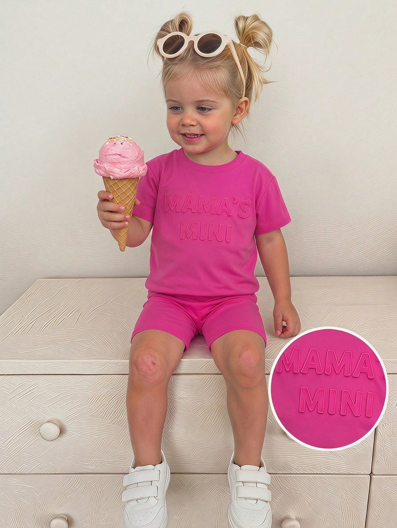 Cozy Pixies Baby Girl Casual Daily Loose Fit Round Neck Pink Top And Leggings Set, "Mommy's Baby" Print