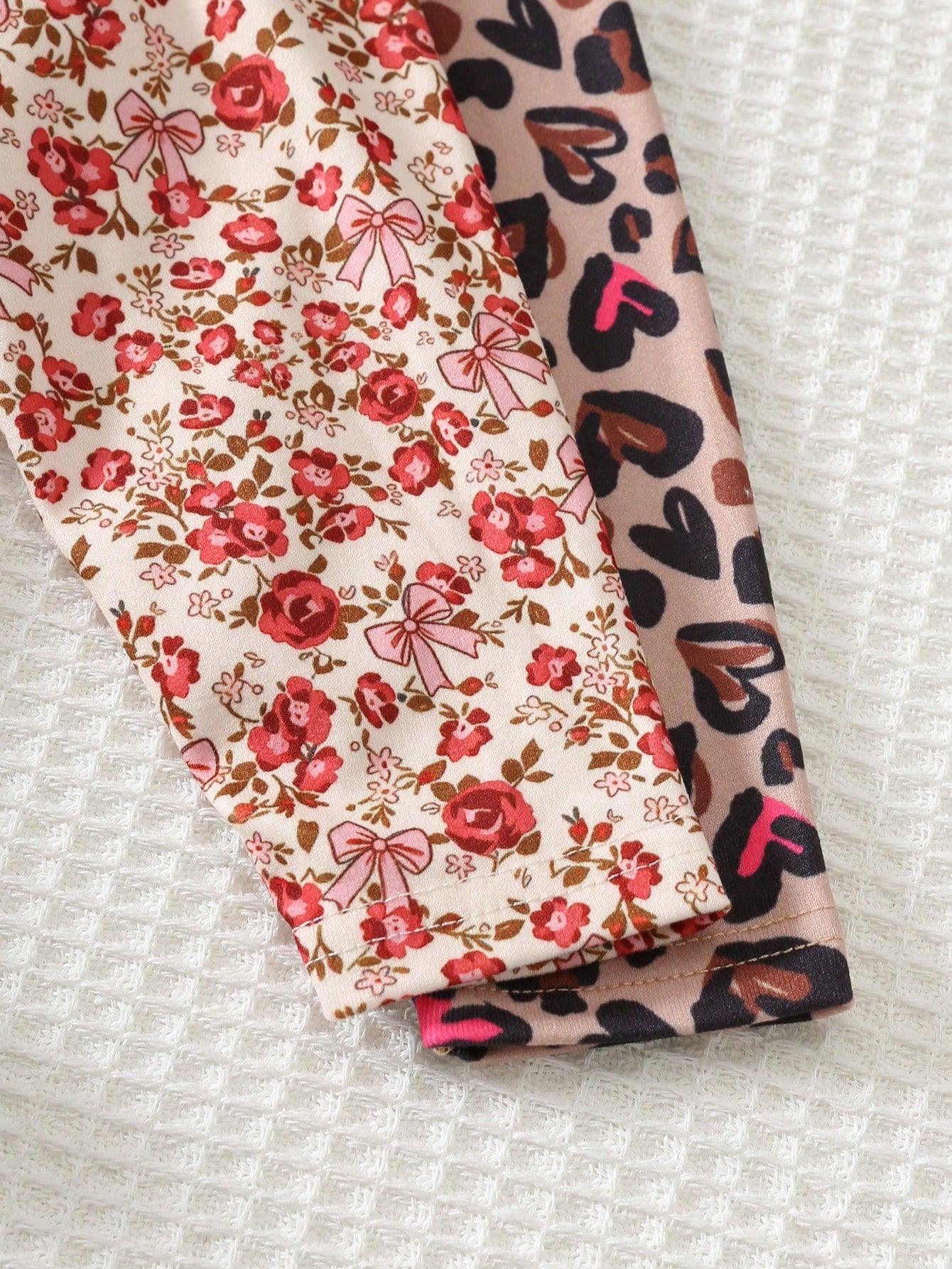 Cozy Pixies Baby Girl Pattern Bow Pattern Floral Print Knit Soft Round Neck Long Sleeve Pullover Sweatshirt Elastic Waist Long Autumn Winter Pants 2pcs-Piece Set