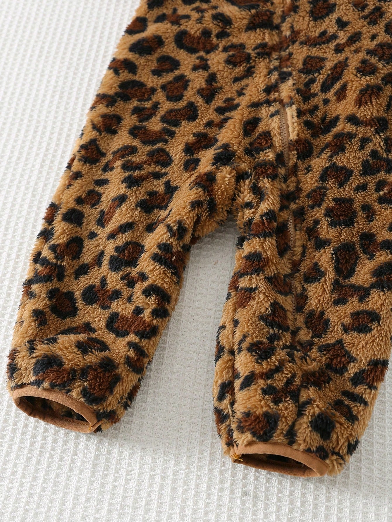 Cozy Pixies Baby Girls Cartoon Animal Leopard Print Thermal Lined Hooded Zip-Up Long Sleeve Jumpsuit, Suitable For Winter