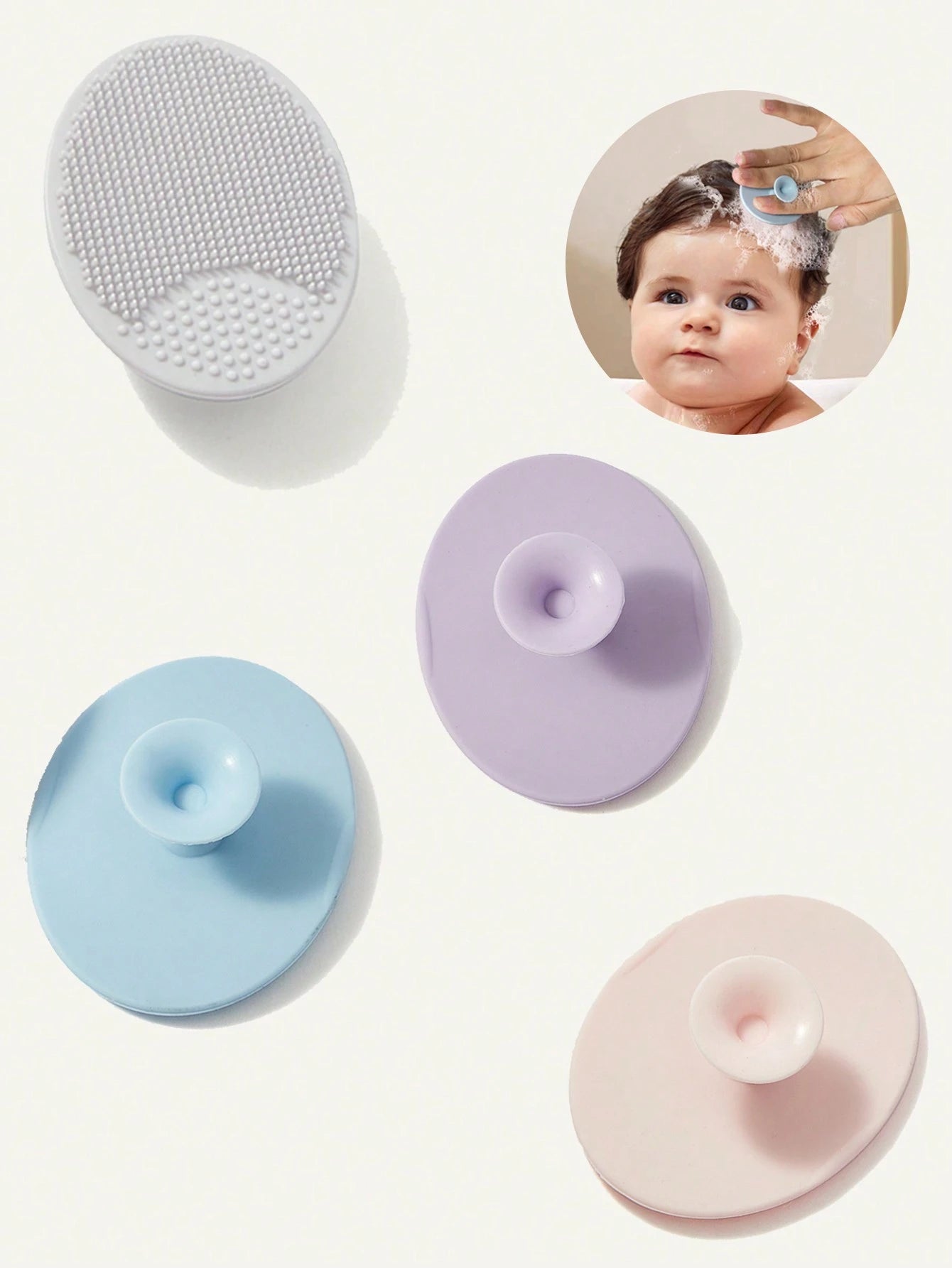 Cozy Pixies Cozycub Bathroom Items: Hair Brush + Silicone Brush, 4pcs/Set