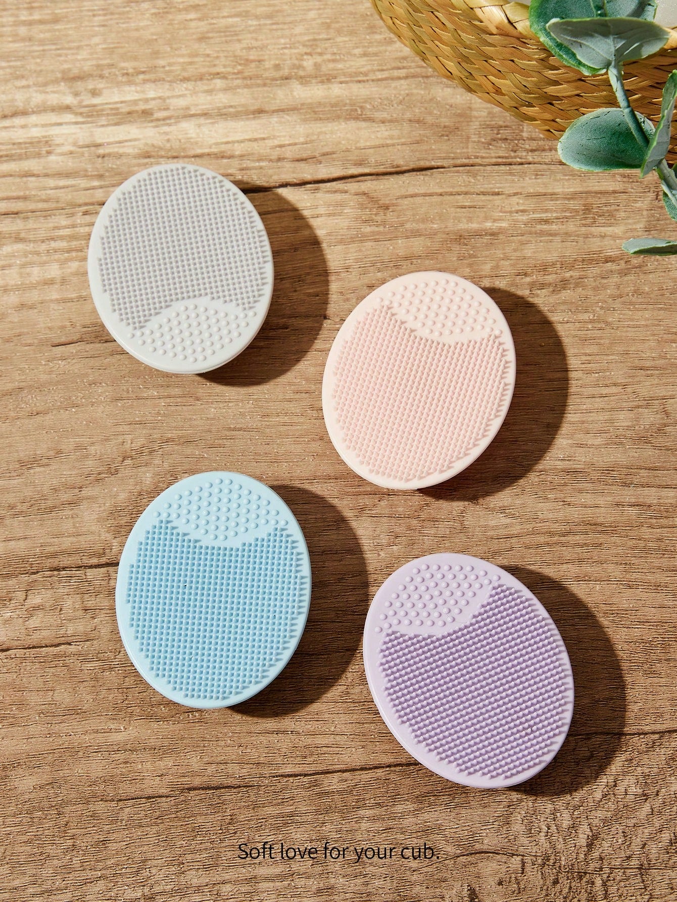 Cozy Pixies Cozycub Bathroom Items: Hair Brush + Silicone Brush, 4pcs/Set