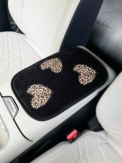 Creative Leopard Print Car Armrest Box Pad, Car Center Armrest Pad, Car Armrest Box Pad Creative Car Armrest Pad Anti-Slip Center Armrest Box Cover Pad, Car Interior Accessories, For Women.
