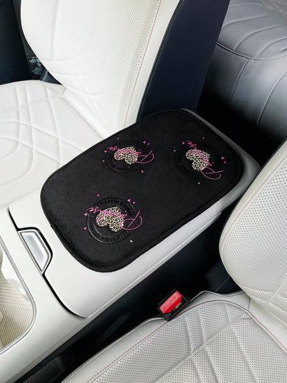 Creative Leopard Print Car Armrest Box Pad, Car Center Armrest Pad, Car Armrest Box Pad Creative Car Armrest Pad Anti-Slip Center Armrest Box Cover Pad, Car Interior Accessories, For Women.