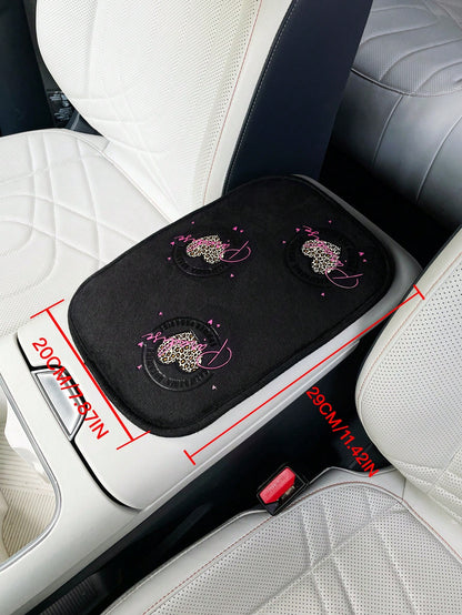 Creative Leopard Print Car Armrest Box Pad, Car Center Armrest Pad, Car Armrest Box Pad Creative Car Armrest Pad Anti-Slip Center Armrest Box Cover Pad, Car Interior Accessories, For Women.