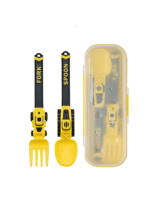 Creative Vehicle-Shaped PP Cutlery Set For Children With Fork, Spoon And Storage Box- Ideal For Meals, Snacks, Spaghetti, Fruits Etc. At Home,School