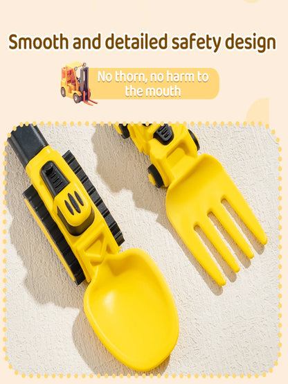 Creative Vehicle-Shaped PP Cutlery Set For Children With Fork, Spoon And Storage Box- Ideal For Meals, Snacks, Spaghetti, Fruits Etc. At Home,School