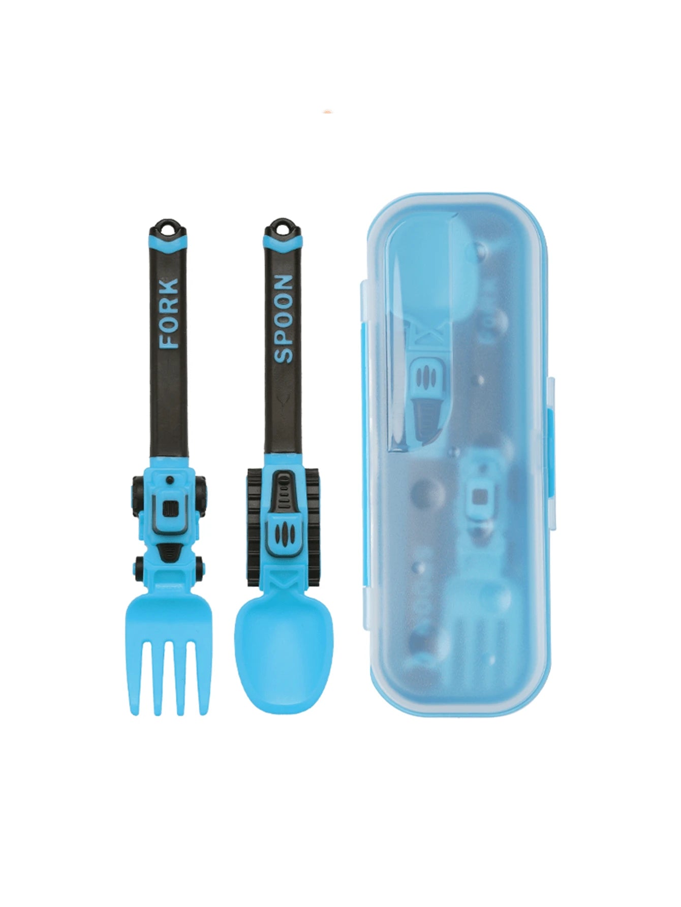 Creative Vehicle-Shaped PP Cutlery Set For Children With Fork, Spoon And Storage Box- Ideal For Meals, Snacks, Spaghetti, Fruits Etc. At Home,School