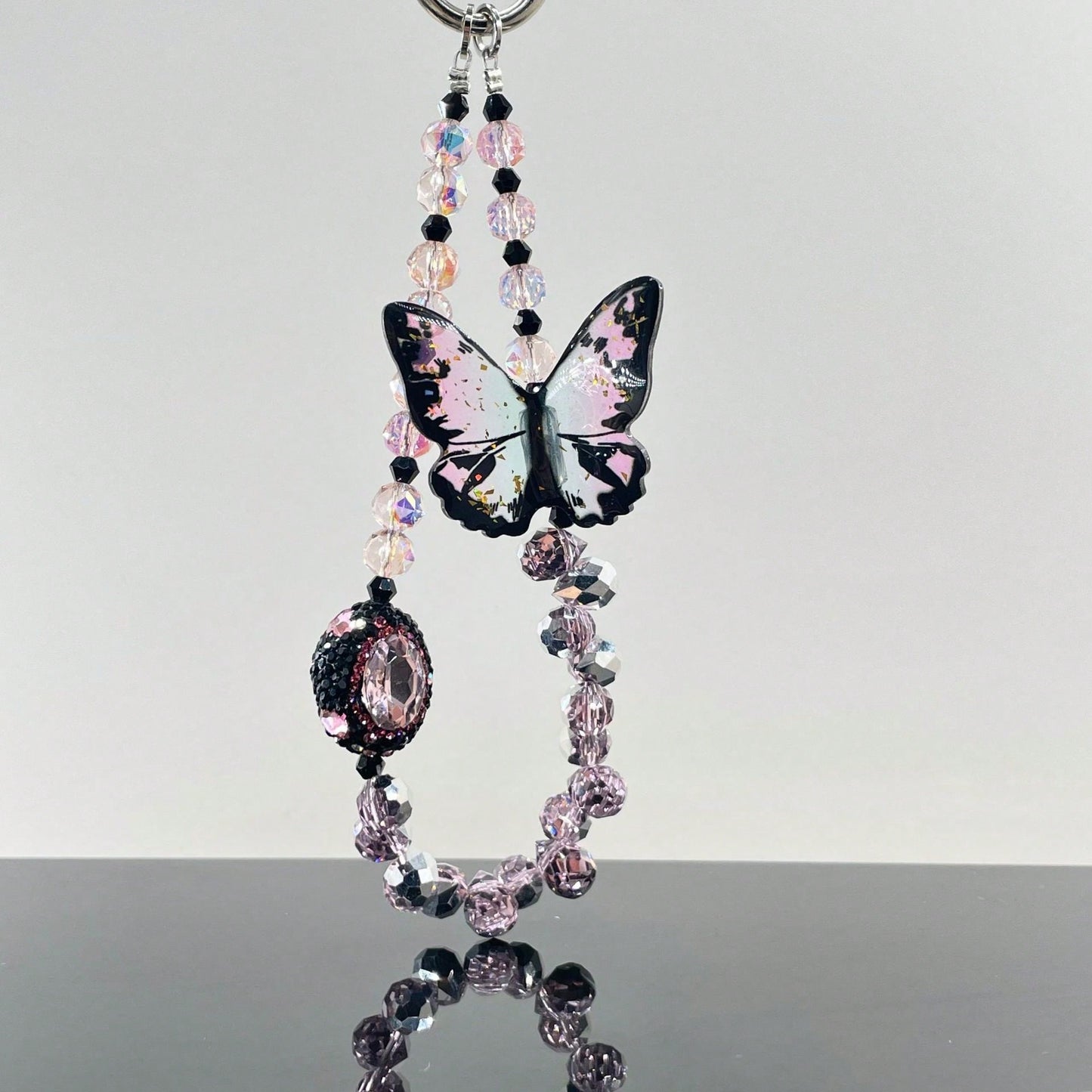 Crystal Butterfly Beaded Phone Charm, [Anti-Drop] Detachable Fashionable Crystal Bracelet Strap, Suitable For Phones, Bags, Keychains, Cameras, Can Be Used As Pendant Decoration