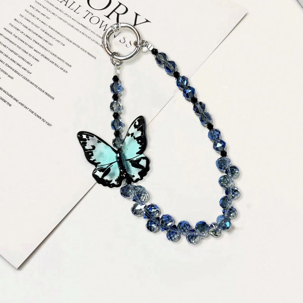 Crystal Butterfly Beaded Phone Charm, [Anti-Drop] Detachable Fashionable Crystal Bracelet Strap, Suitable For Phones, Bags, Keychains, Cameras, Can Be Used As Pendant Decoration