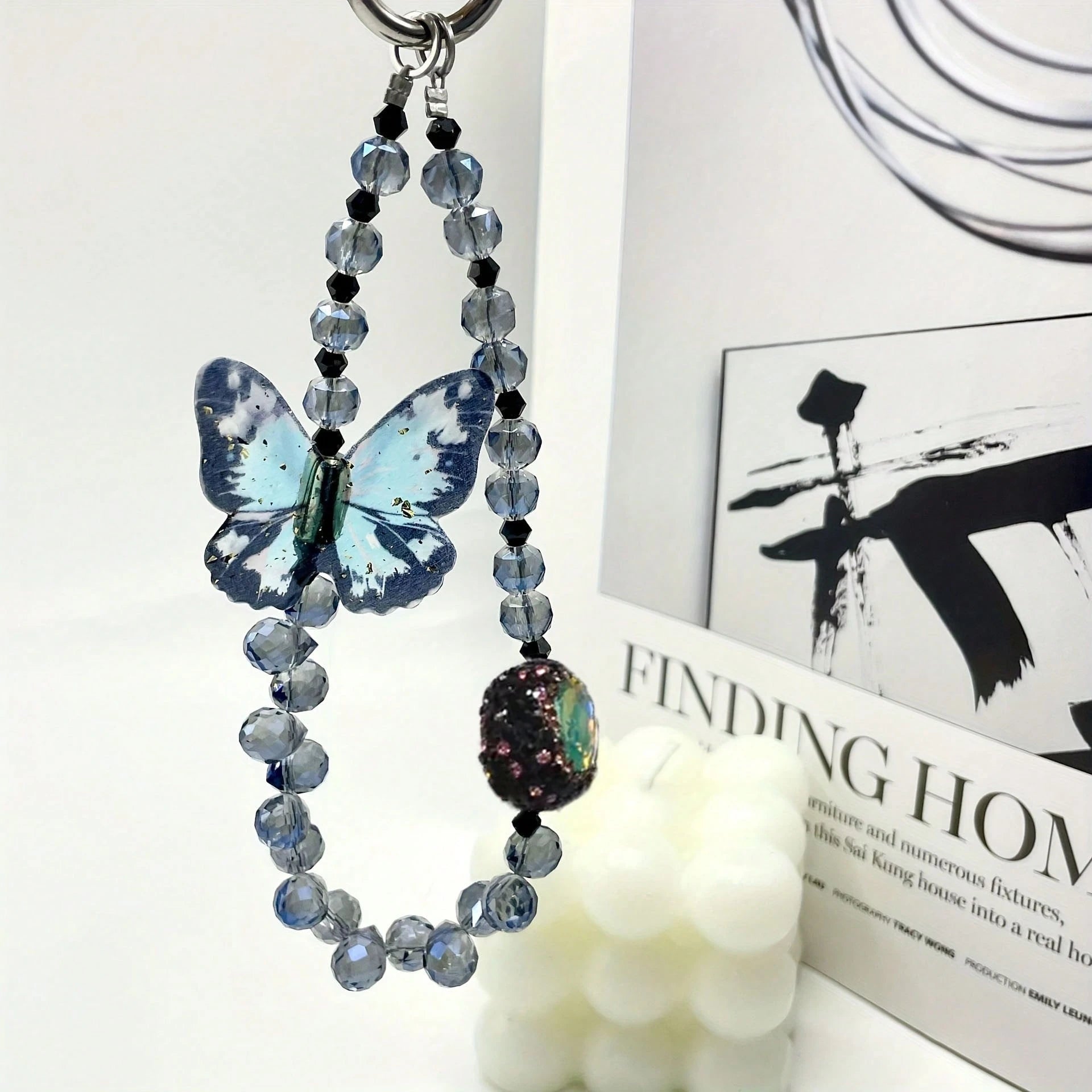 Crystal Butterfly Beaded Phone Charm, [Anti-Drop] Detachable Fashionable Crystal Bracelet Strap, Suitable For Phones, Bags, Keychains, Cameras, Can Be Used As Pendant Decoration
