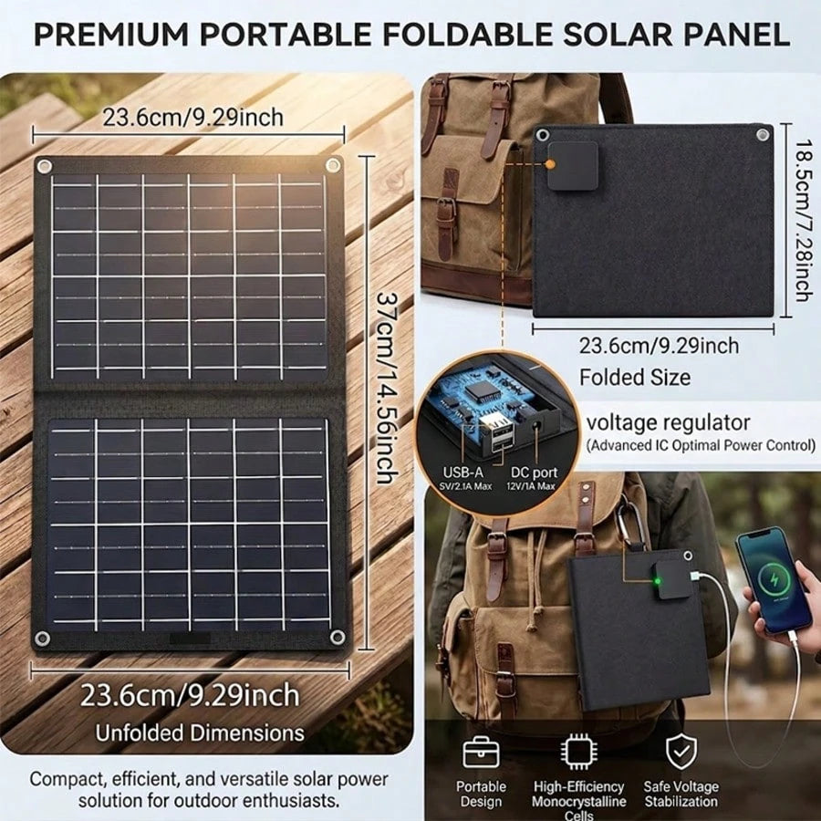 Curear Foldable Solar Charging Panels Suitable For Portable Power Stations, Generators, Laptops, Tablets-Suitable For Various Scenarios Such As Outdoor Camping, RV Travel, And Patio Solar Lighting-A D