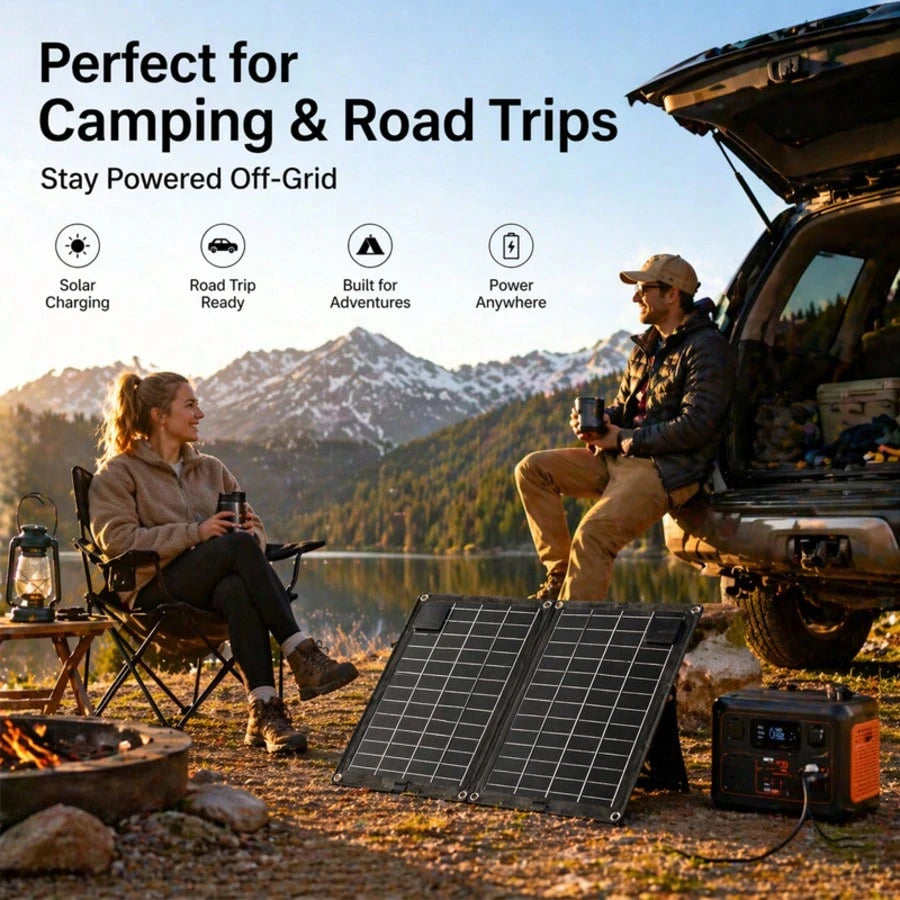 Curear Foldable Solar Charging Panels Suitable For Portable Power Stations, Generators, Laptops, Tablets-Suitable For Various Scenarios Such As Outdoor Camping, RV Travel, And Patio Solar Lighting-A D