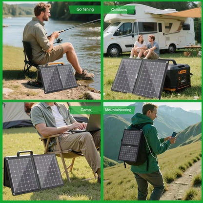 Curear Foldable Solar Charging Panels Suitable For Portable Power Stations, Generators, Laptops, Tablets-Suitable For Various Scenarios Such As Outdoor Camping, RV Travel, And Patio Solar Lighting-A D