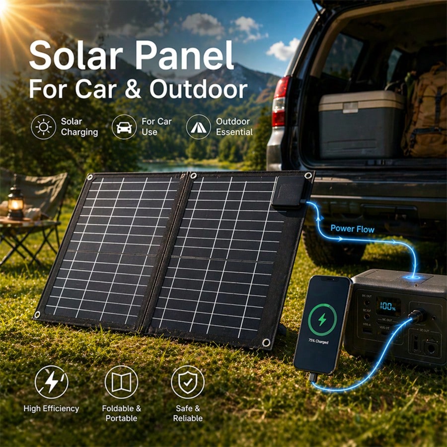 Curear Foldable Solar Charging Panels Suitable For Portable Power Stations, Generators, Laptops, Tablets-Suitable For Various Scenarios Such As Outdoor Camping, RV Travel, And Patio Solar Lighting-A D