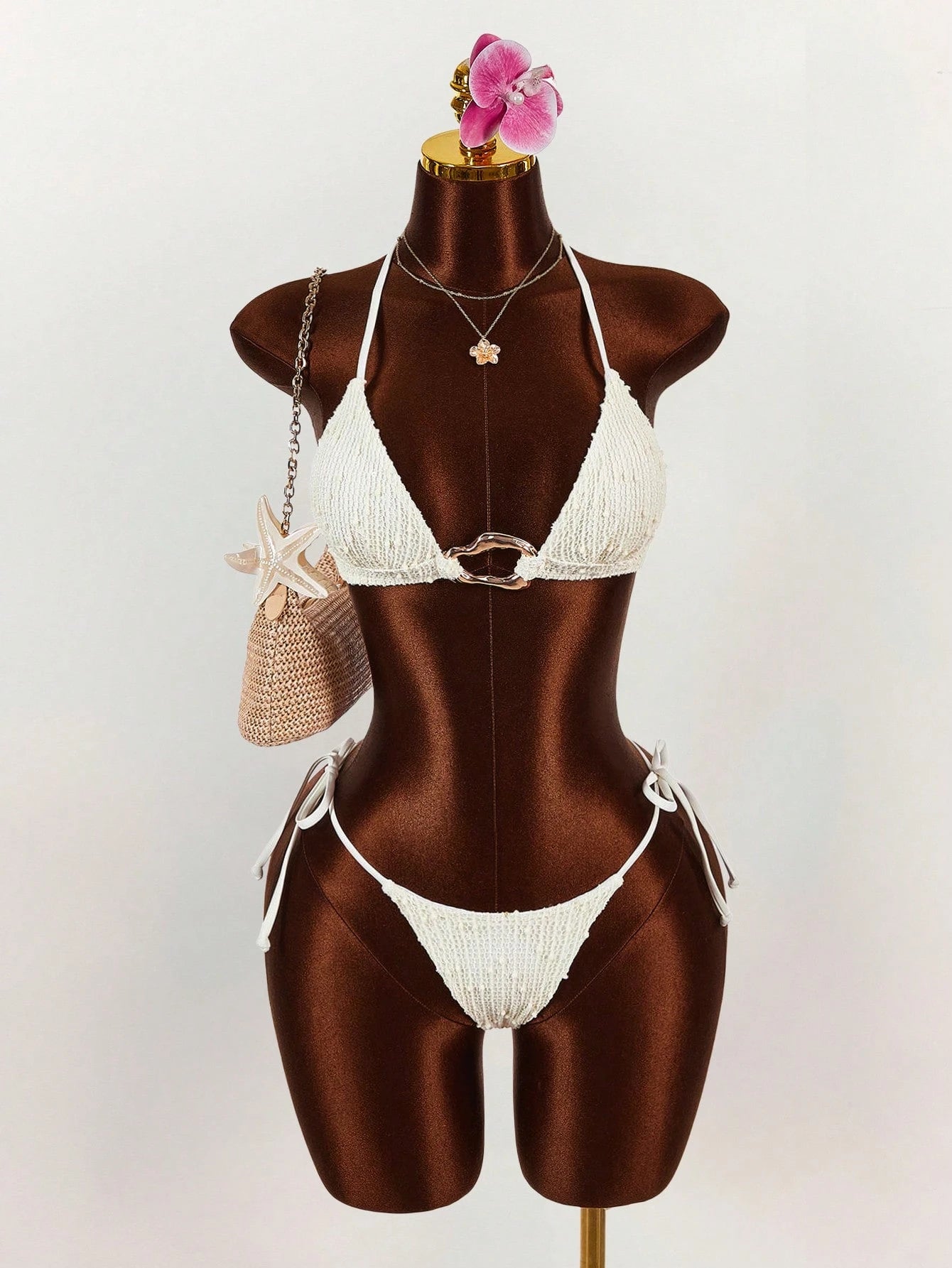 CURVE+ 3pcs Plus Size Women's Sexy Deep V-Neck Bikini Set- Top, Bottom And Cover-Up