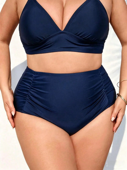 CURVE+ Summer Beach Plus Ruched High Waisted Bikini Bottom, Beach Outfits For Woman, Plus Size For Woman, Bathing Suits, Slimming Swimwear